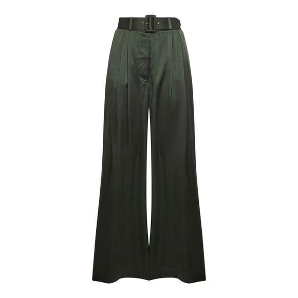 Zimmermann Women Green Silk Two-Pleat Trousers